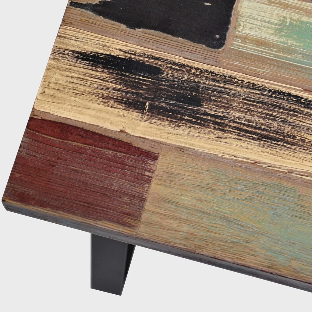 Reclaimed Wood End Table with Flat Iron Legs, Small Rectangular Side Table T19044