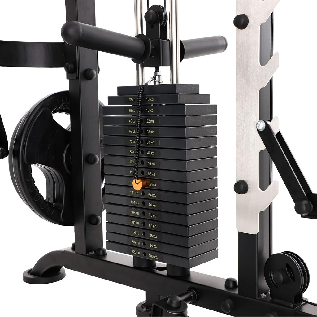 Smith Machine Home Gym Total Body Cage Workout Tower Squat Rack with Pulley K97578