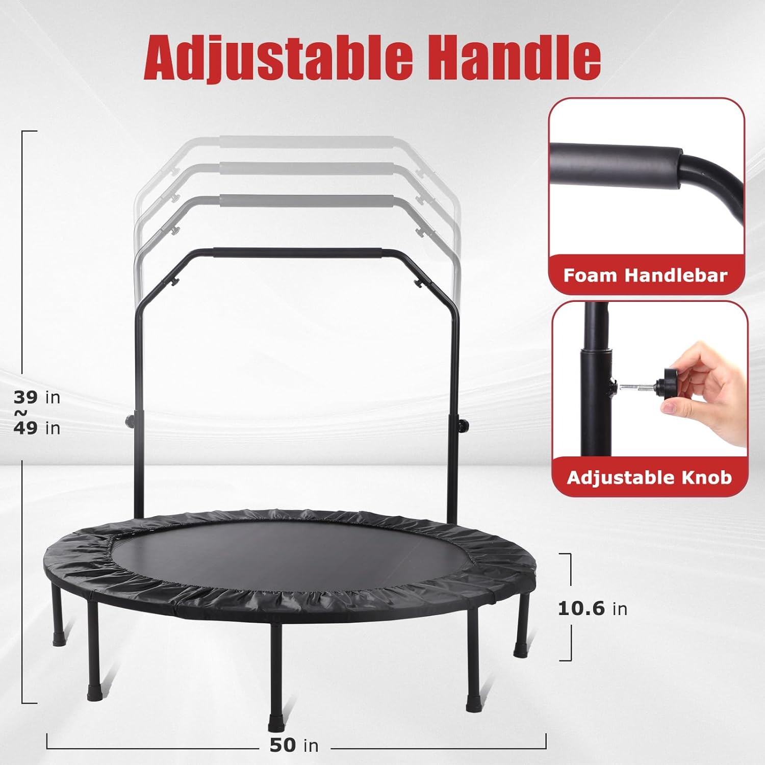 Foldable Mini Exercise Trampoline for Adults, 40/50 Inch Portable Fitness Trampoline T5436