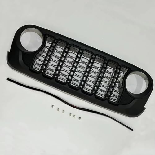 Front Grille Grid Guard with Camera Hole for Jeep Wrangler JL 2018-2024 Gladiator ABS Blackout F8790