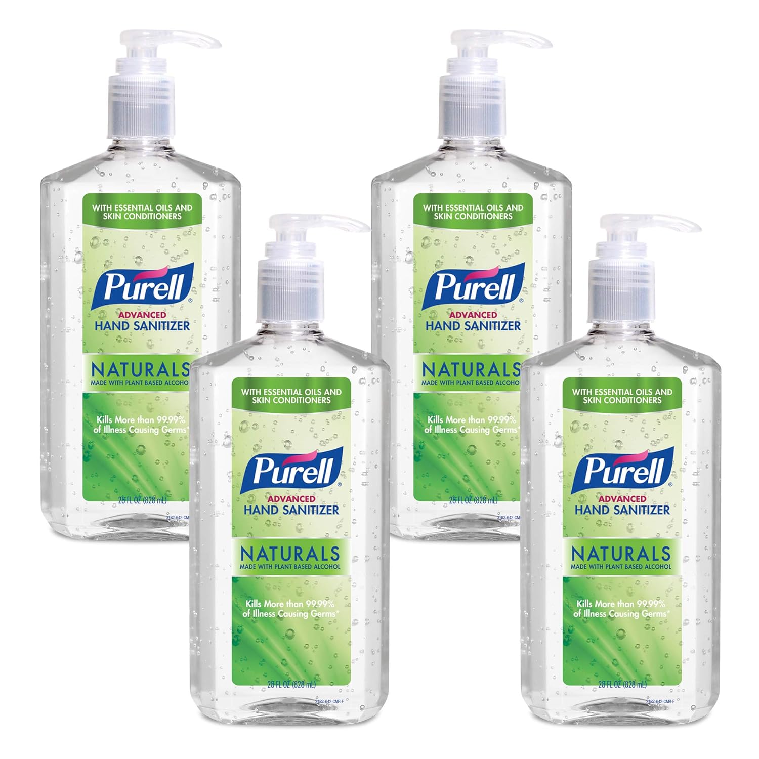 Purell Advanced Hand Sanitizer Naturals with Plant Based Alcohol, Citrus Scent, 28 fl oz Pump Bottle (Pack of 4) - 3182-04-CMR