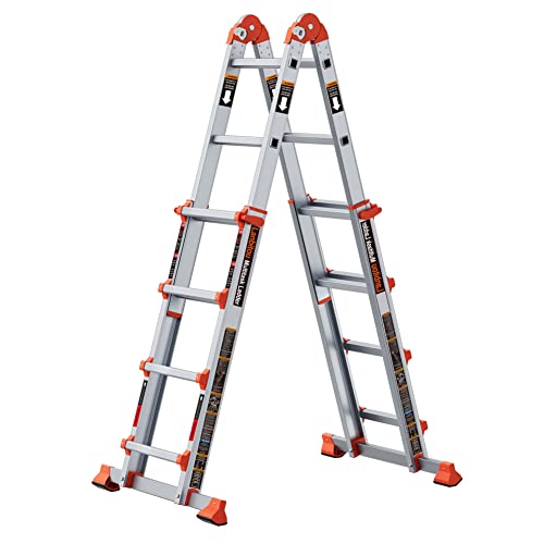 5 Step Multi-Position Ladder, 17 Ft Anti-Slip Aluminum Folding Ladder Q782600