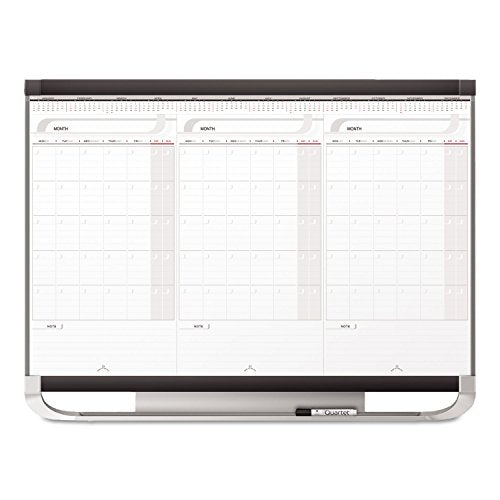 Quartet Prestige 2 Sliding Three Month Calendar Board, 3 x 2 Feet, Total Erase Surface (CMP32P2),Graphite, White