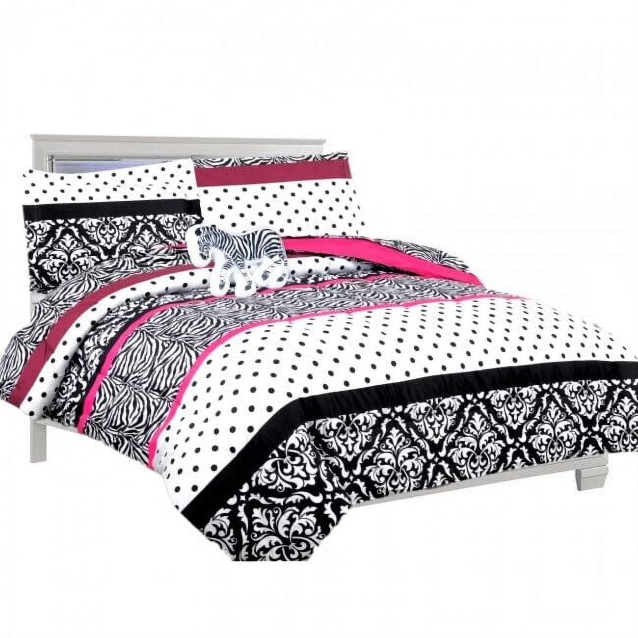 Twin zebra pink comforter and sheet set for kids H7908