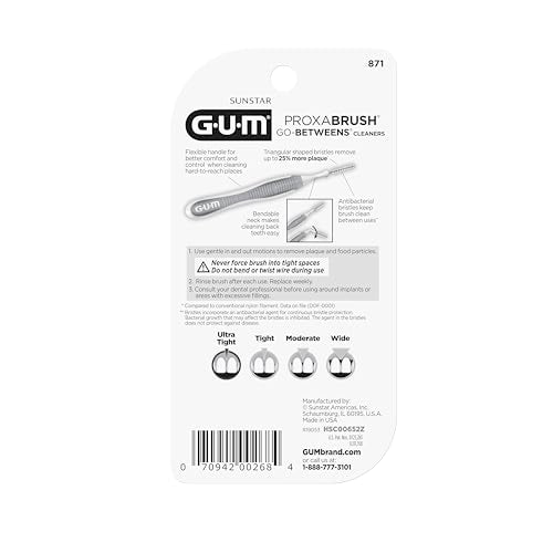 Interdental Brushes for Tight Teeth, Plaque Removal, Safe for Braces, 10ct (4Pk) U6214