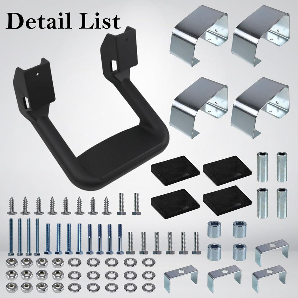 Black Powder Coated Truck Side Step Set - 2 Pieces with Mounting Brackets E33193