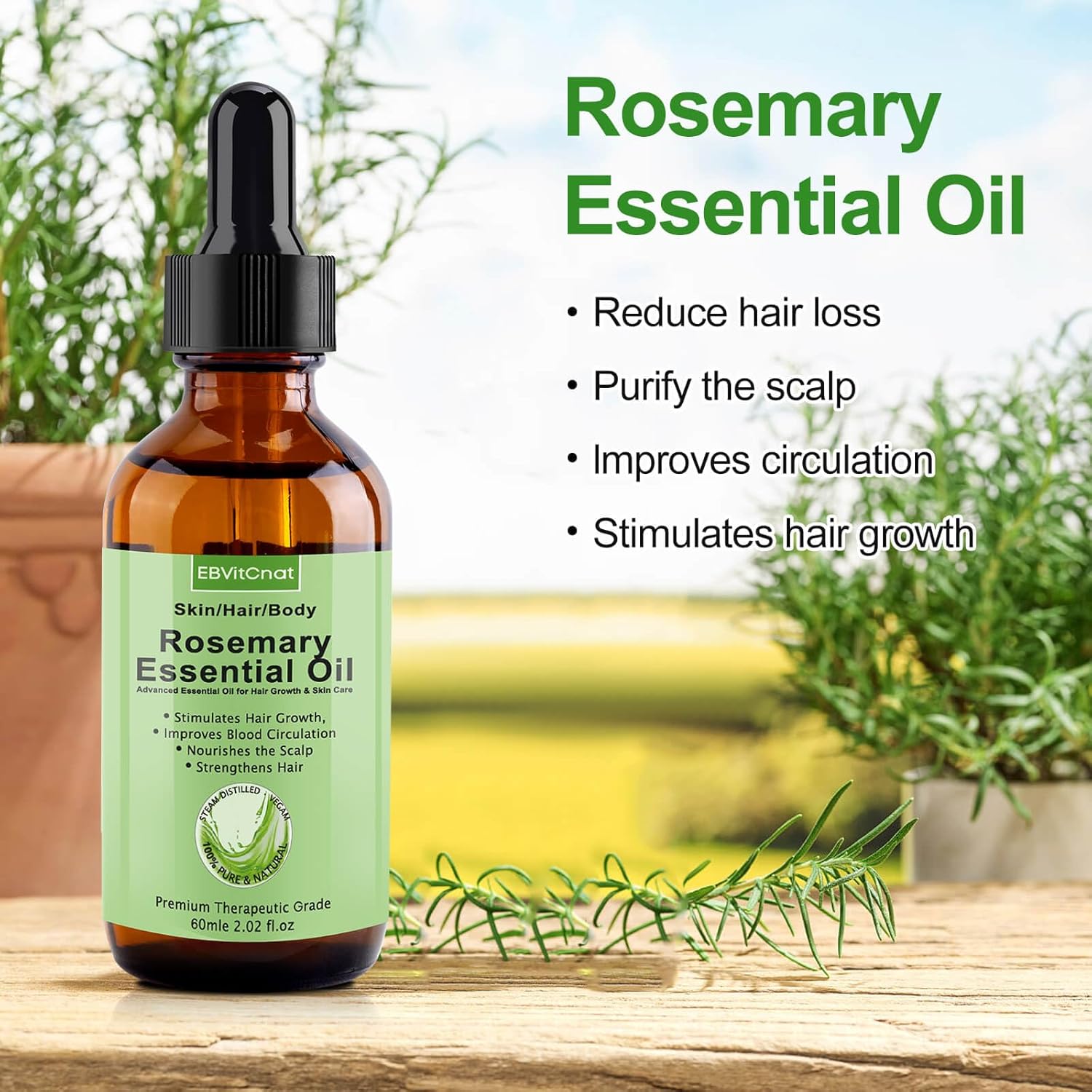 Rosemary Oil for Hair Growth, Pure Organic Essential Oil for Scalp and Hair S8575