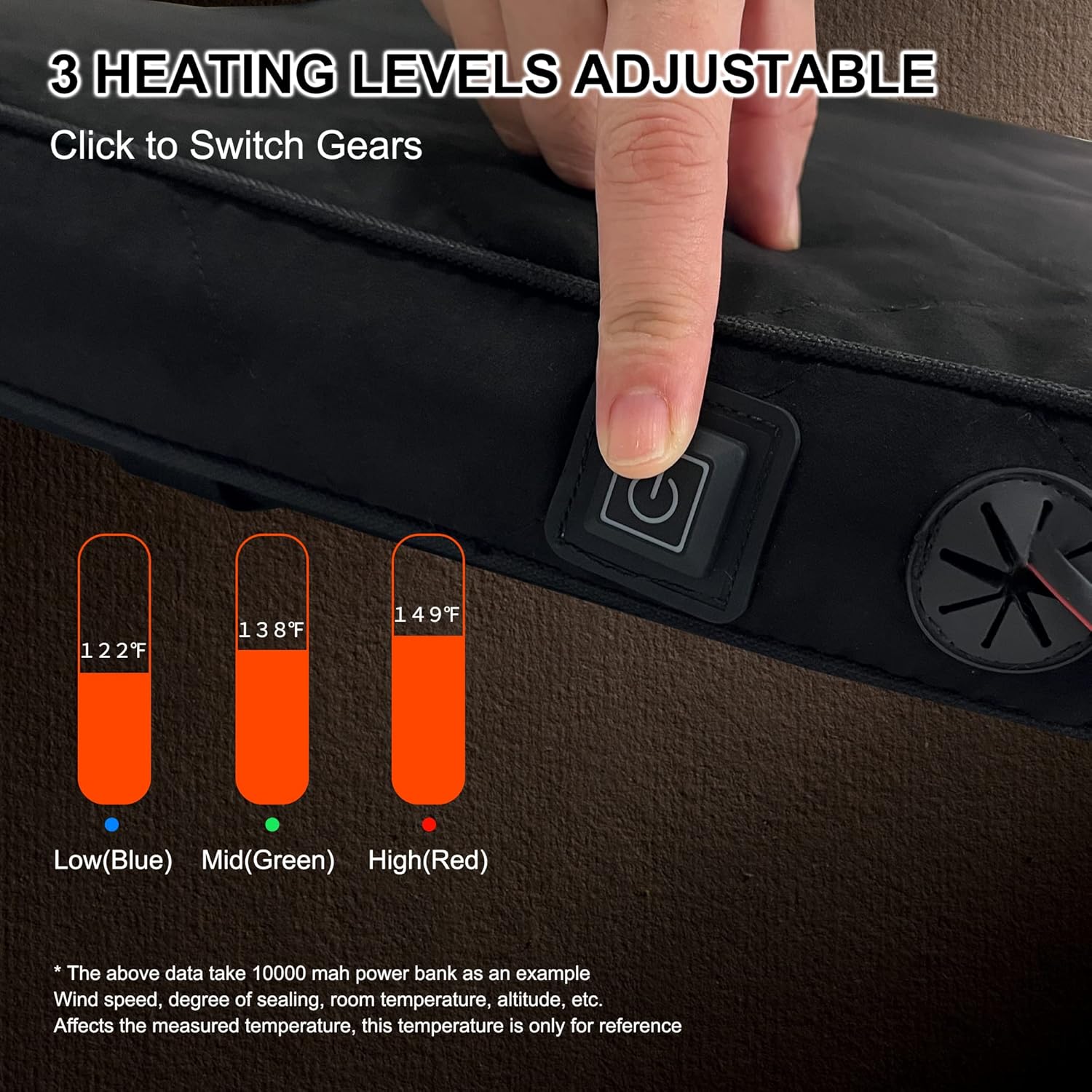Heated Seat Cushion with 3 Settings, Memory Foam Pad for Camping, Office, Stadium E52152