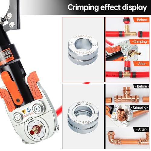 Copper Pipe Crimping Tool with 1/2, 3/4, 1 Inch Jaws H8985