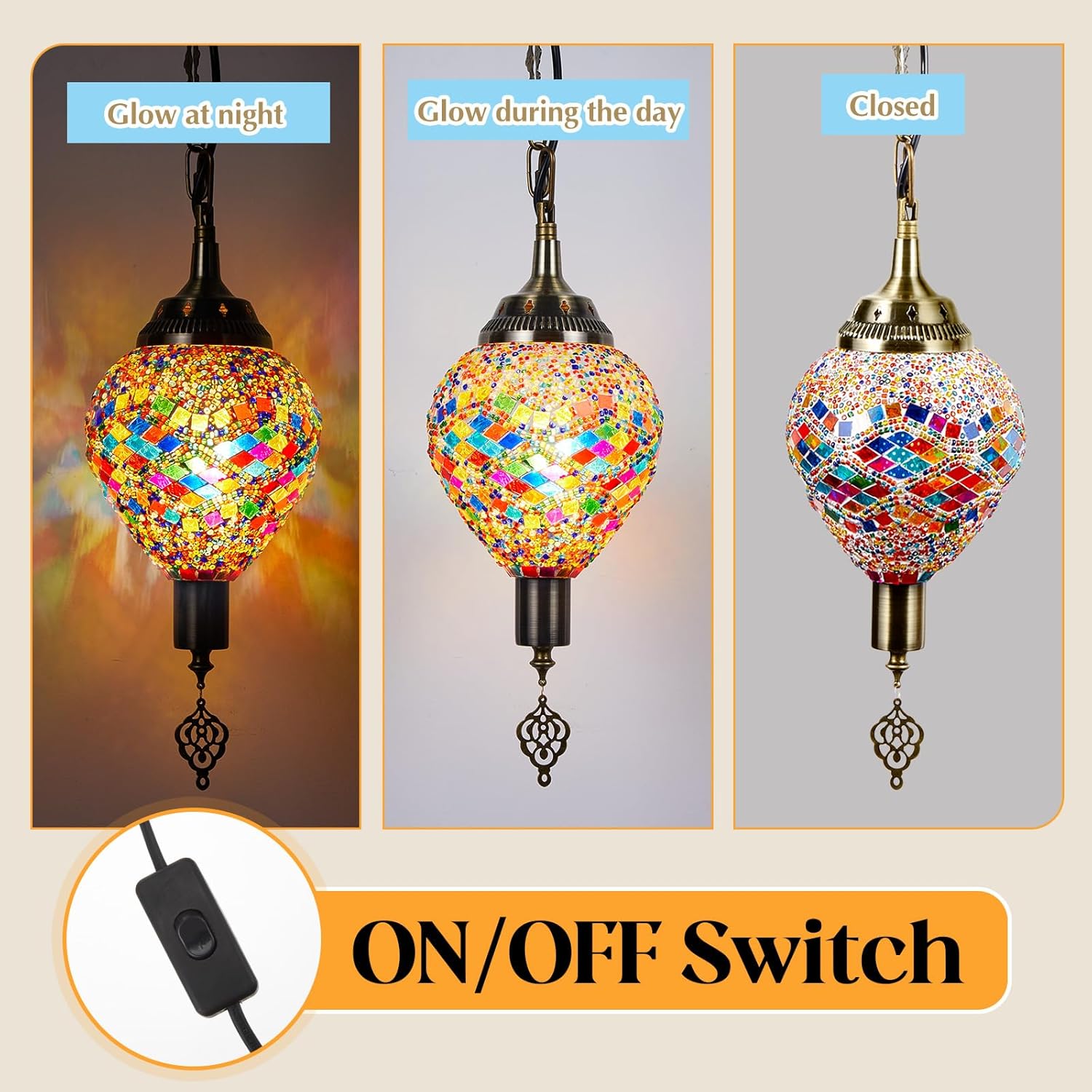 Turkish Moroccan Pendant Hanging Light with 15 Feet Cord P947321
