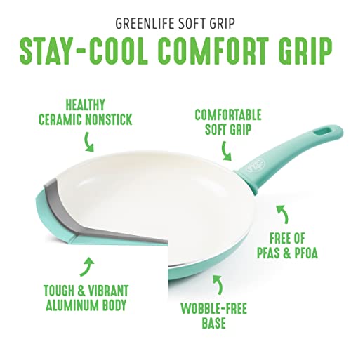 Soft Grip Ceramic Nonstick Frying Pan Skillet Set, 8 10 12 Inch, PFAS-Free, Dishwasher Safe Y411