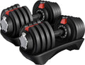 Yaheetech Adjustable Dumbbell Set 40LB/52.5LB/90LB Adjustable Dumbbells Fast Adjust Dumbbell Weight Set with Anti-Slip Handle and Tray for Men/Women Home Gym Strength Training Equipment Single/Pair