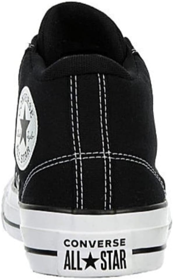 Mid High Canvas Sneaker with Lace-up Closure, Black White H9083