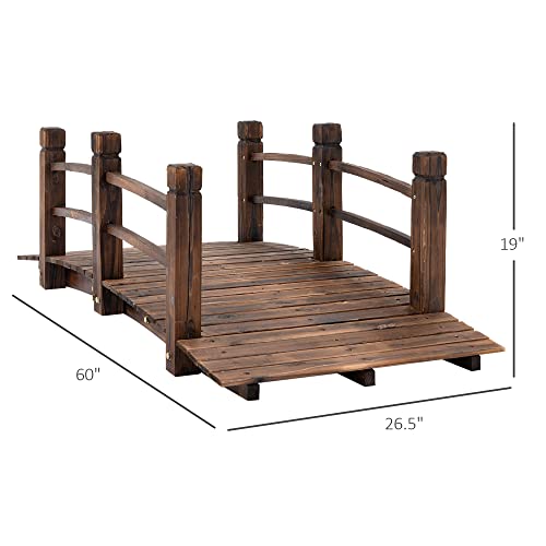 Fir Wood Garden Bridge Arc Walkway with Side Railings C3445