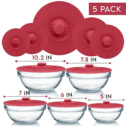 Silicone Bowl Lids Set of 5 Reusable Suction Covers Y70527
