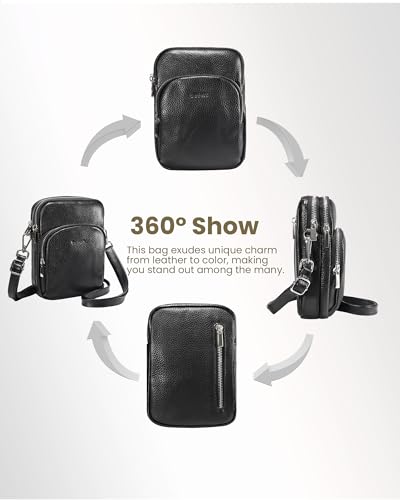 Small Genuine Leather Crossbody Bag with RFID Blocking Card Slots K420