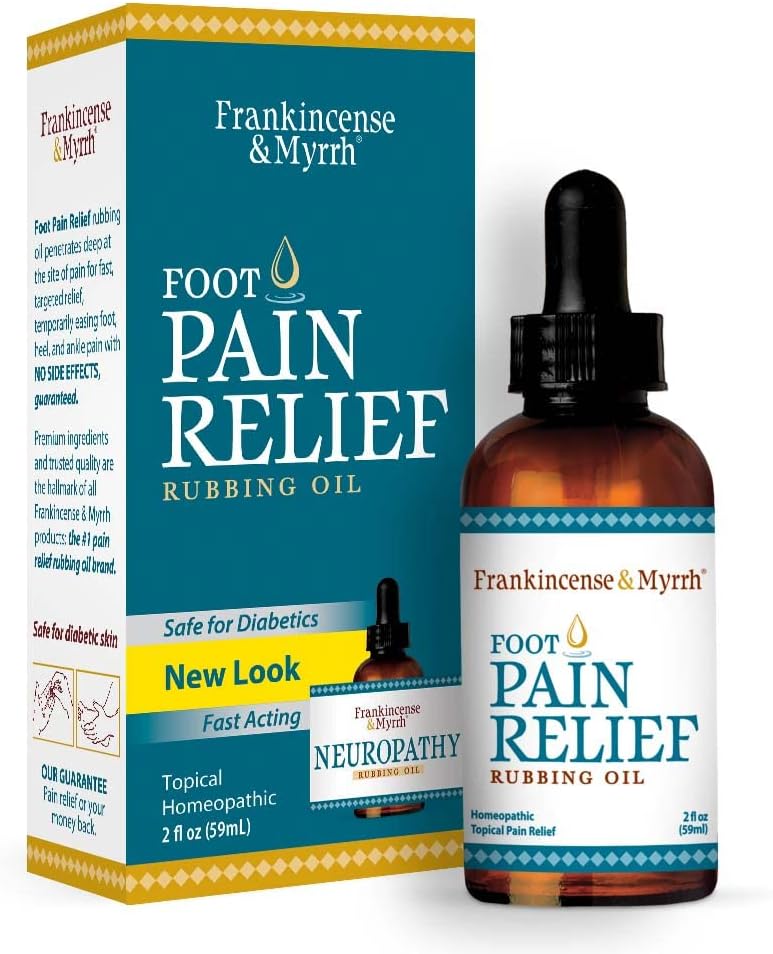 FRANKINCENSE & MYRRH Nerve and Foot Pain Relief Rubbing Oil, Maximum Strength with Essential Oils, 2 Fl. Oz.