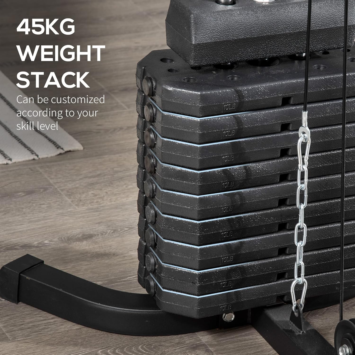 Home Gym System, Multifunction Workout Station with 100Lbs Weight Stack P536