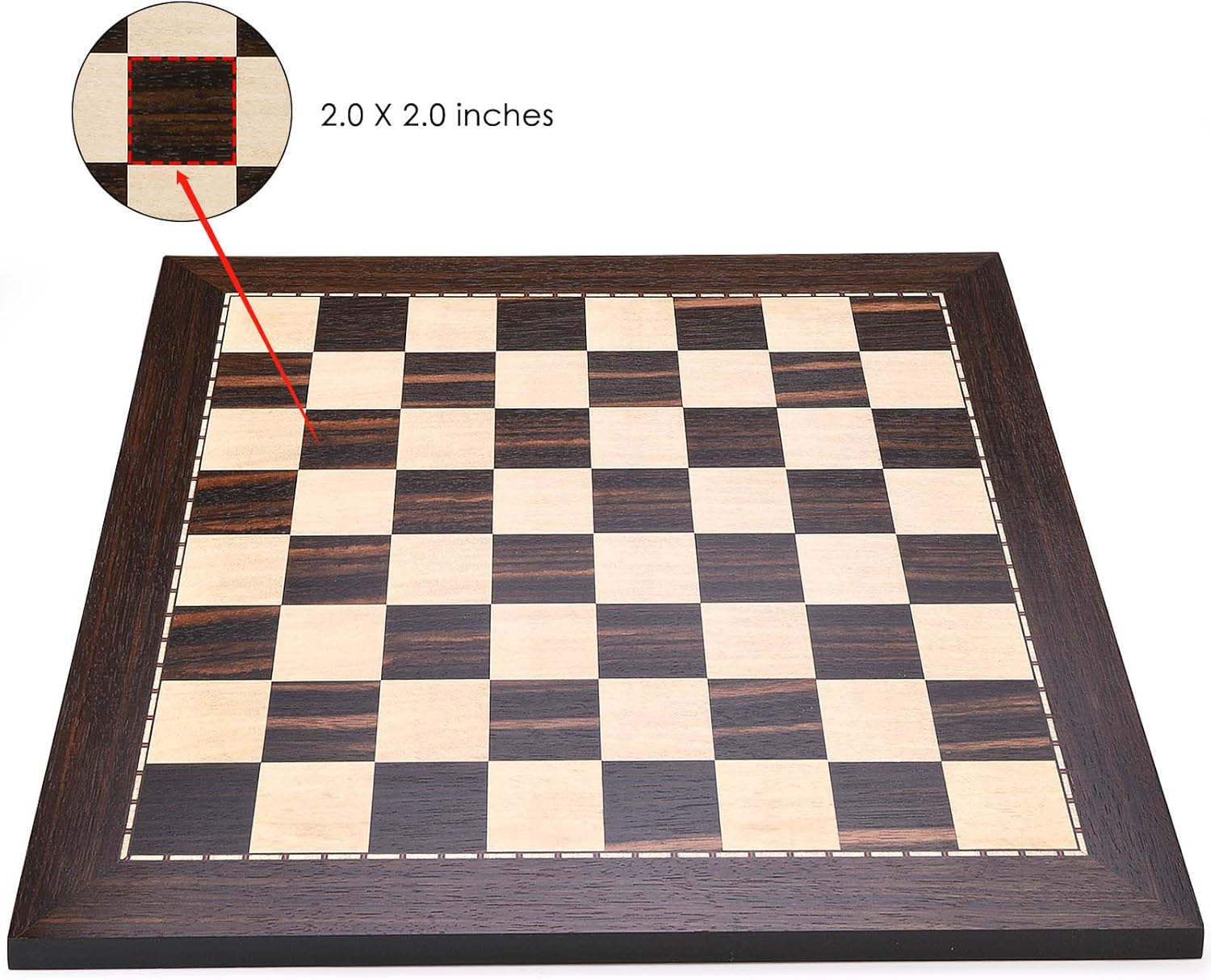 19 Inch Wooden Tournament Chess Board with 2.0 Inch Squares M83407