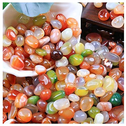 100 Mixed Agate Tumbled Stones, Natural Polished Crystal Set for Decor O324497