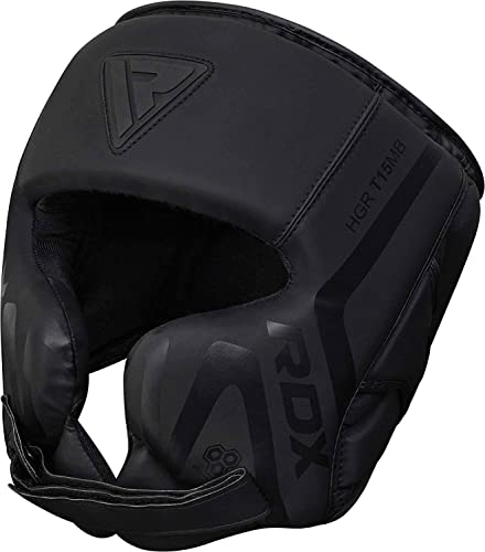 Boxing Headgear Sparring Grappling, Maya Hide Leather, Multi Layered Padding, Black M627425