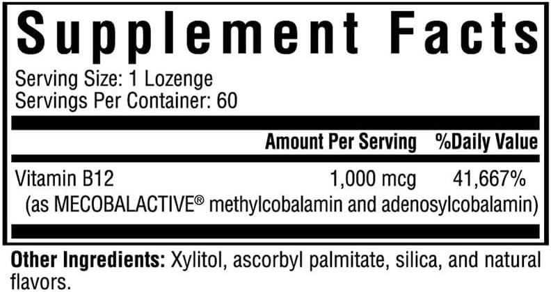 Active B12 1000 mcg Lozenges, Vegan Methylation Support L769