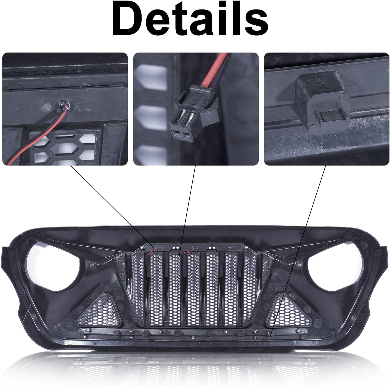Front Grille with Amber LED Lights for Jeep Wrangler JL and Gladiator JT W47404