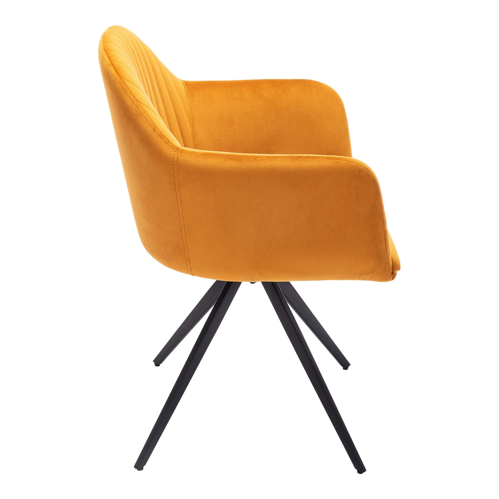 Swivel Arm Velvet Chair Cognac E41108