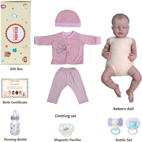 Lifelike Reborn Baby Doll 18 Inch Soft Body Realistic Newborn Sleeping Girl with Clothes and Toy Accessories I8576