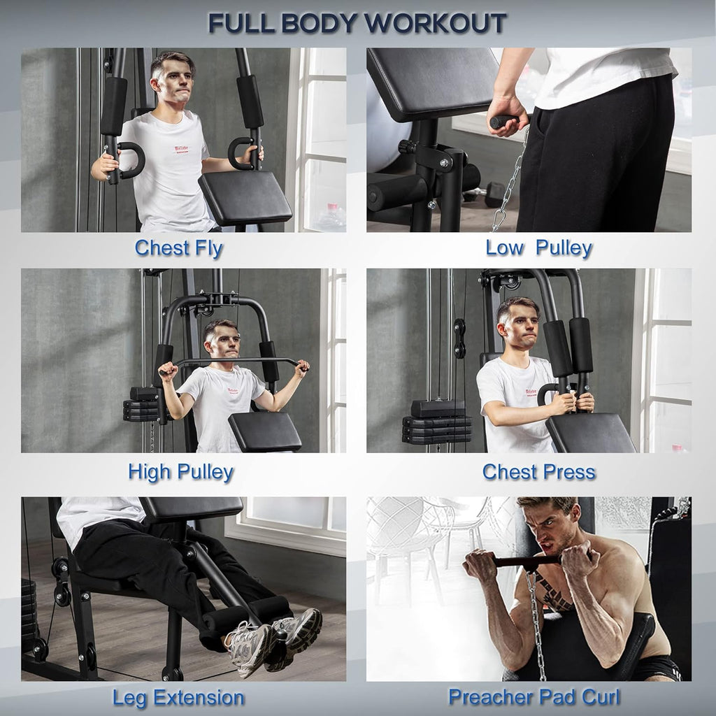 Home Gym System, Multifunction Workout Station with 100Lbs Weight Stack P536