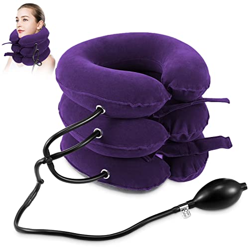 Neck Stretcher, Cervical Traction Device, Neck Traction Device, Neck Pain Relief, Adjustable Inflatable Neck Brace & Neck Stretcher Cervical Traction, Neck Decompression Home Use(Khaki Brown)