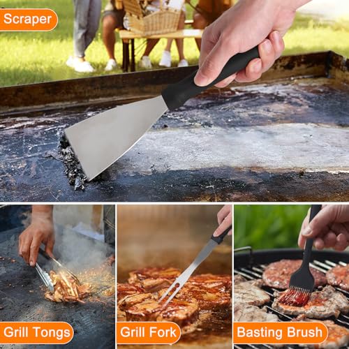 Flat Top Griddle Accessories Kit, 24Pcs Grilling Set with Scraper and Spatulas for BBQ M94933