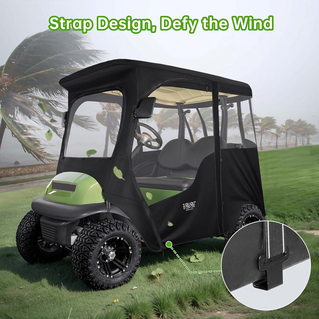 2 Passenger Golf Cart Enclosure, 4-Sided Clear PVC Rain Cover with Zipper Entry A725437