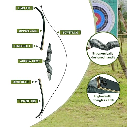 Takedown Recurve Bow 60" for Adults, Outdoor Practice & Hunting D58663