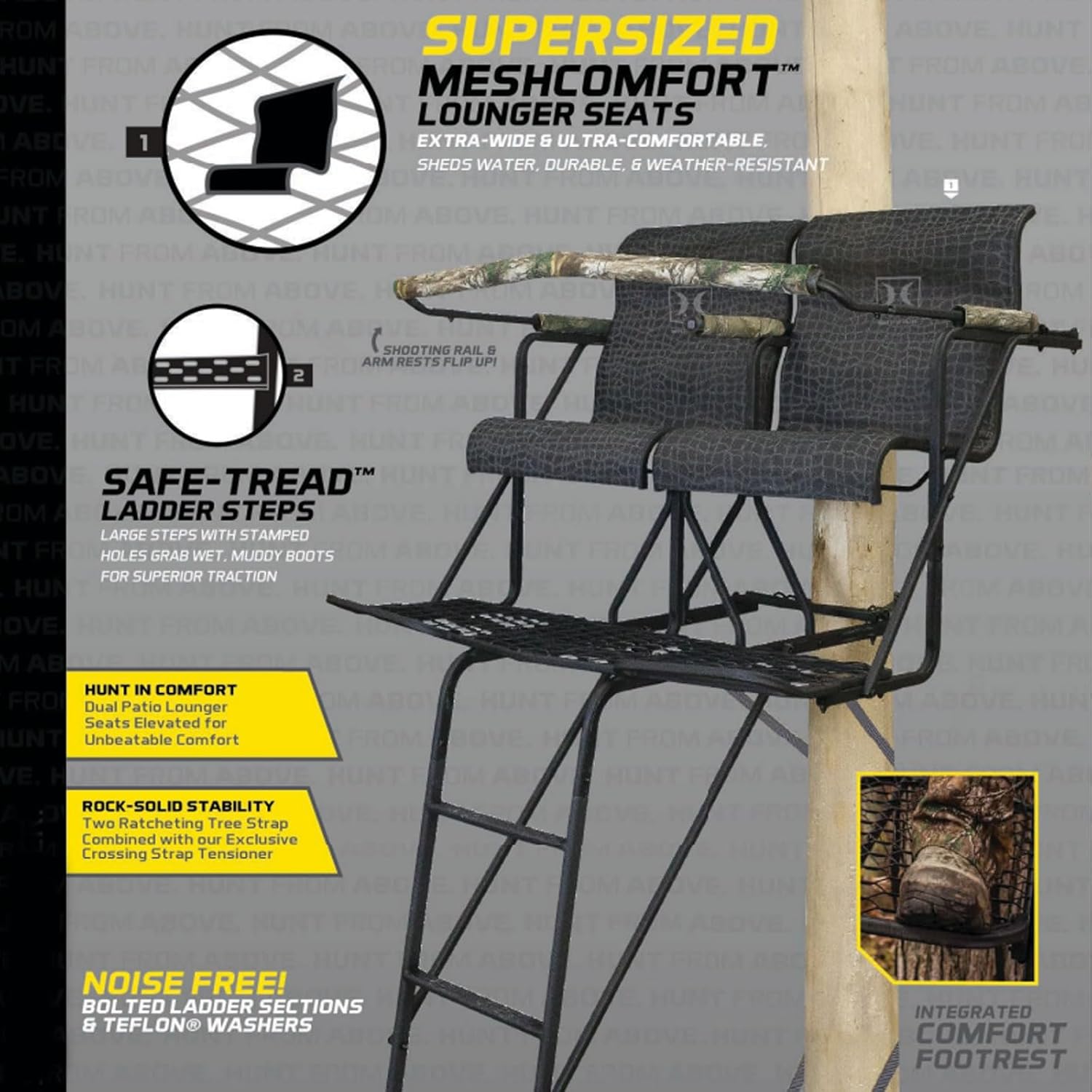 18' 2-Man Ladder Stand for Hunting Archery with 2 Seats N135558