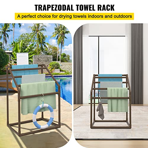 Pool Towel Rack, 5 Bar, Freestanding Outdoor Storage with Towel Clips V90329