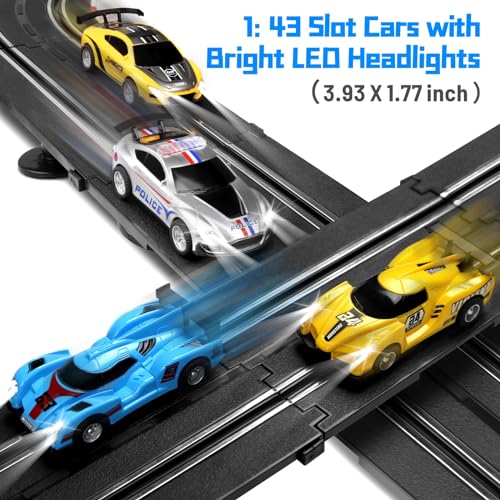Slot Car Race Track Set with 4 Cars, Loop and Crossover S66649