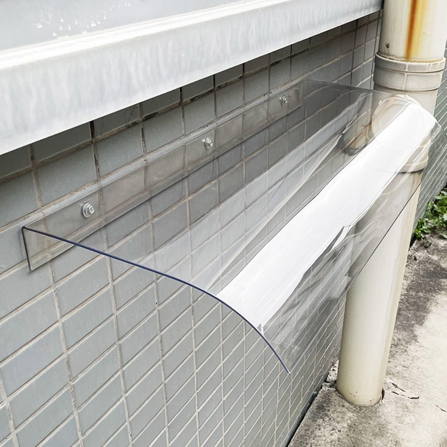 Awning Canopy UV Rain Snow Protection for Front Door/Porch Patio Roof, Rain Shelter Thicken Clear Cover Maintenance-Free Awning Polycarbonate Sheet No Brackets ( Size : A:15.7X39in )