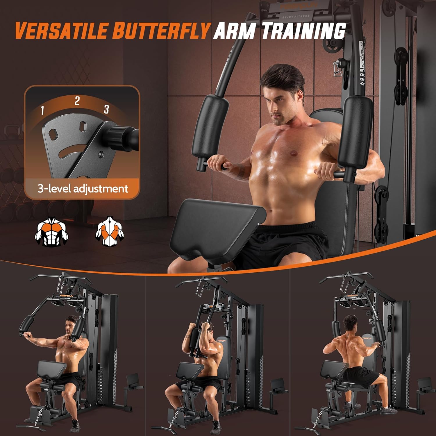 Home Gym Equipment with 154LBS Weight Stack for Leg Press, Lat Pull Down, Chest Presses Z65654