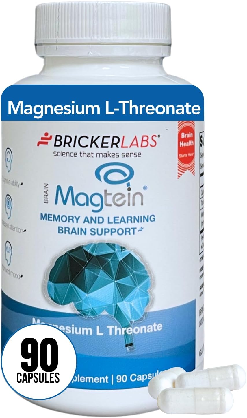 MAGTEIN Magnesium L Threonate, Magnesium Supplement for Memory and Learning Brain Support and Brain Health Supplement, 90 Capsules