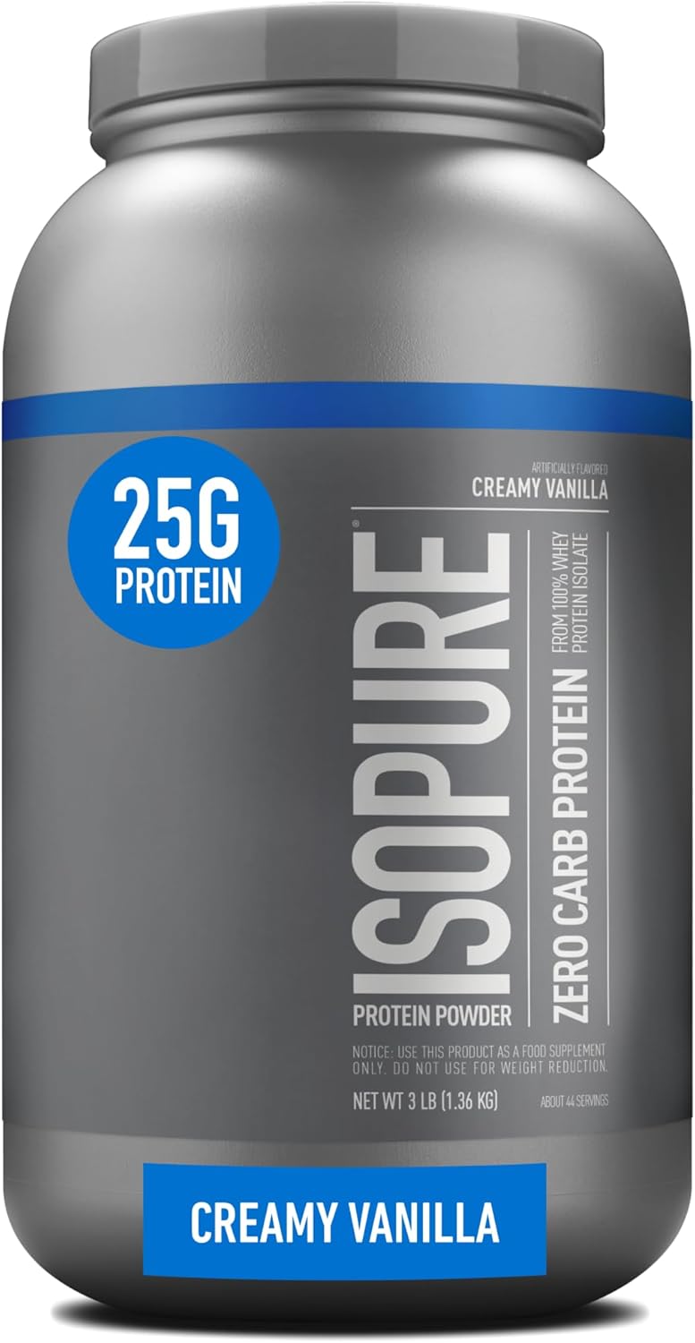 Isopure Protein Powder, Creamy Vanilla Whey Isolate with Vitamin C & Zinc for Immune Support, 25g Protein, Zero Carb & Keto Friendly, 44 Servings, 3 Pounds (Packaging May Vary)