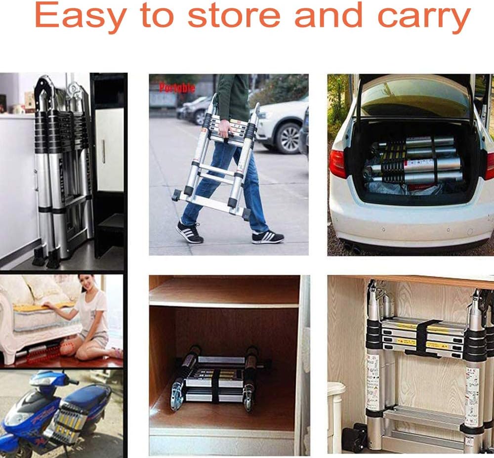 Telescopic Aluminum Extension Ladder 16 Steps with Slip-Proof Feet K859836