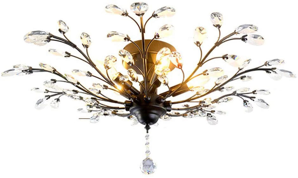 Vintage Crystal Chandelier Semi Flush Mount Ceiling Light D210