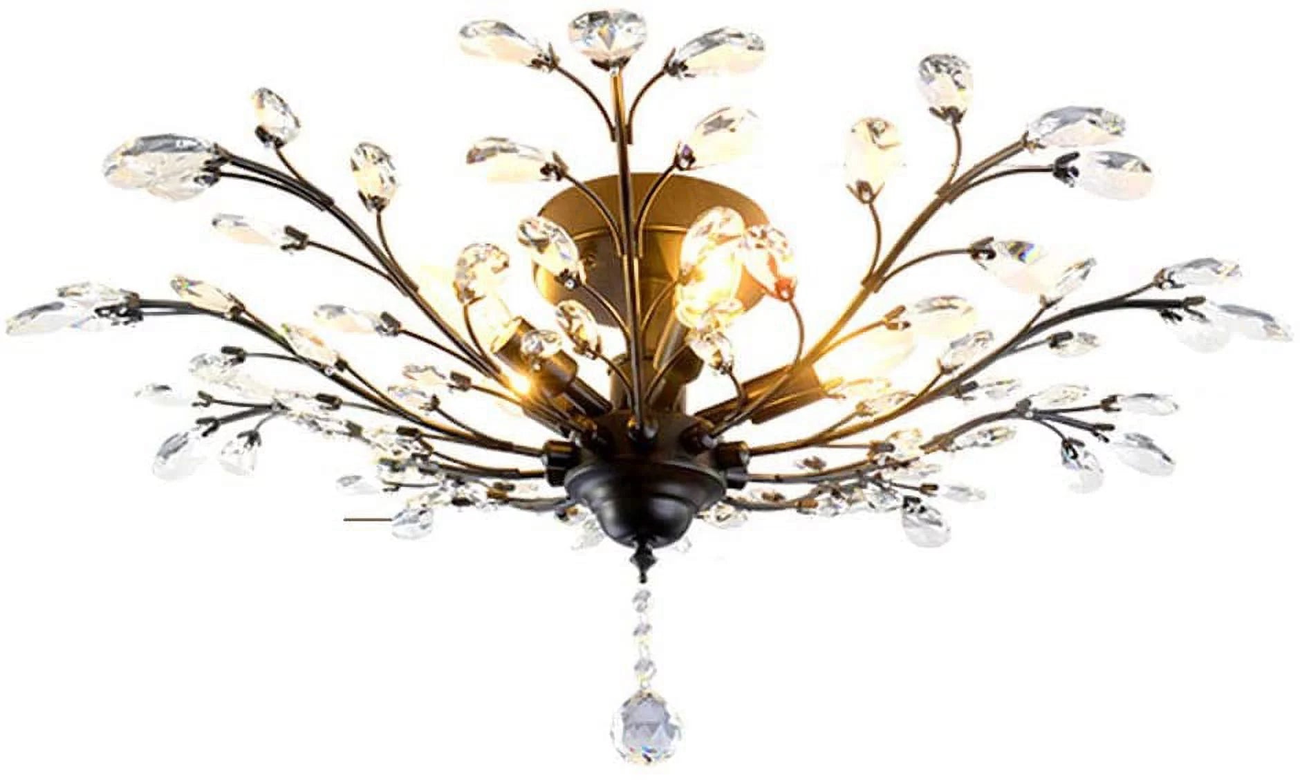 Vintage Crystal Chandelier Semi Flush Mount Ceiling Light D210