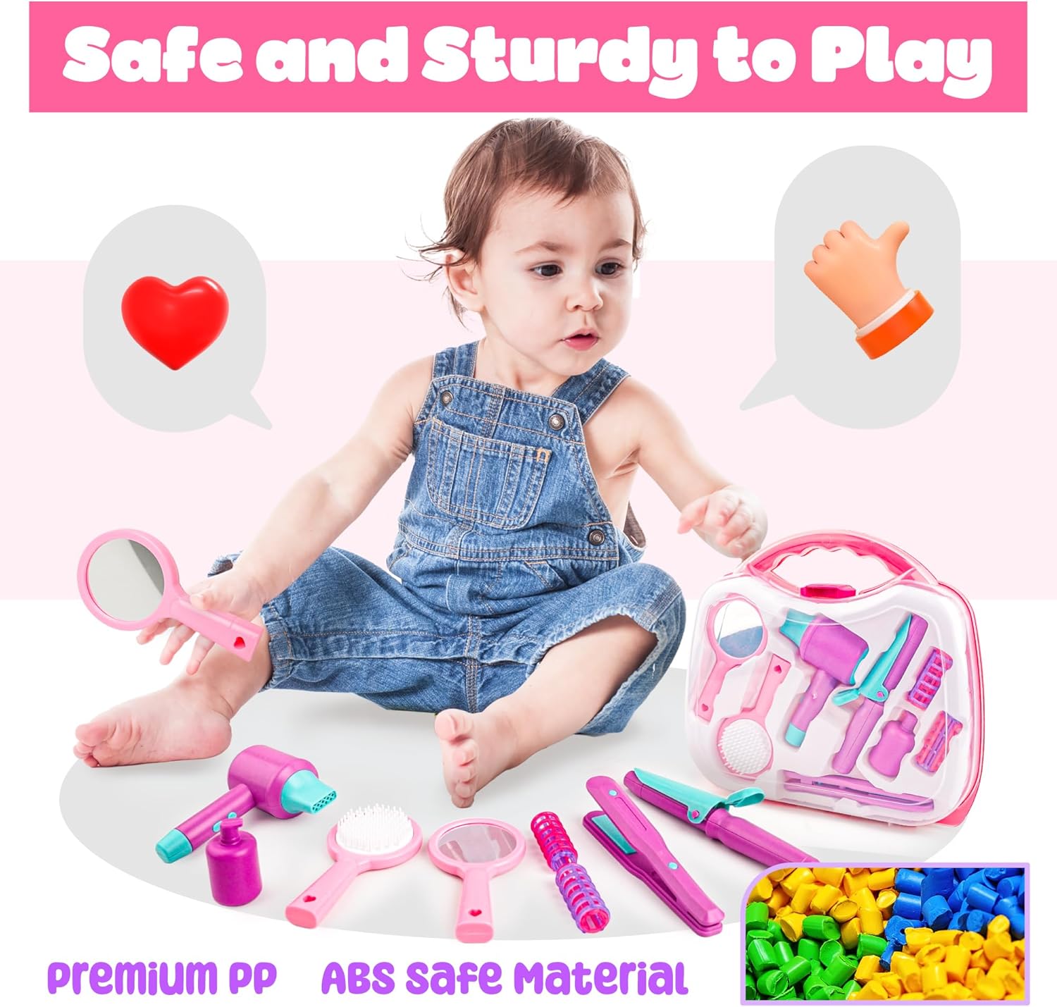 Kids Hair Salon Pretend Play Set with Carrying Case Q976084