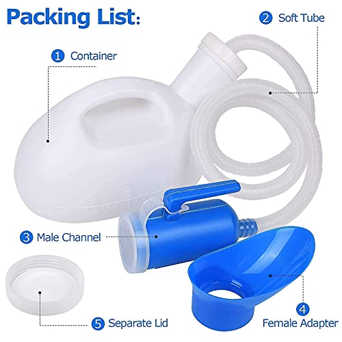 Female Urinal 2000ml Portable Spill Proof with Long Tube and Lid B500454