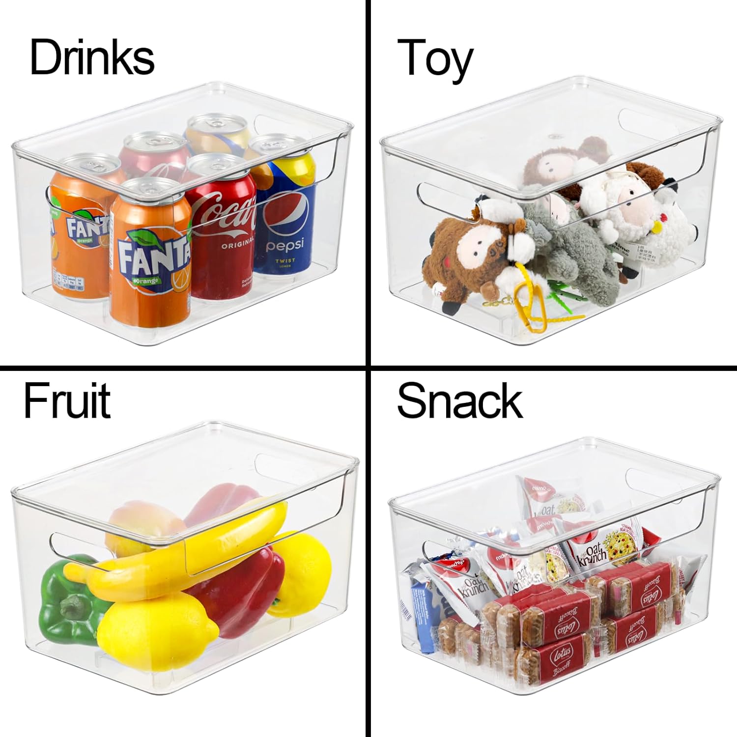 Clear Plastic Storage Bins with Lids, Stackable Organizer Boxes H707098