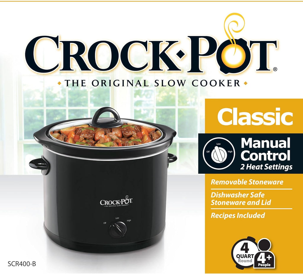 4-Quart Manual Slow Cooker, Black W4457