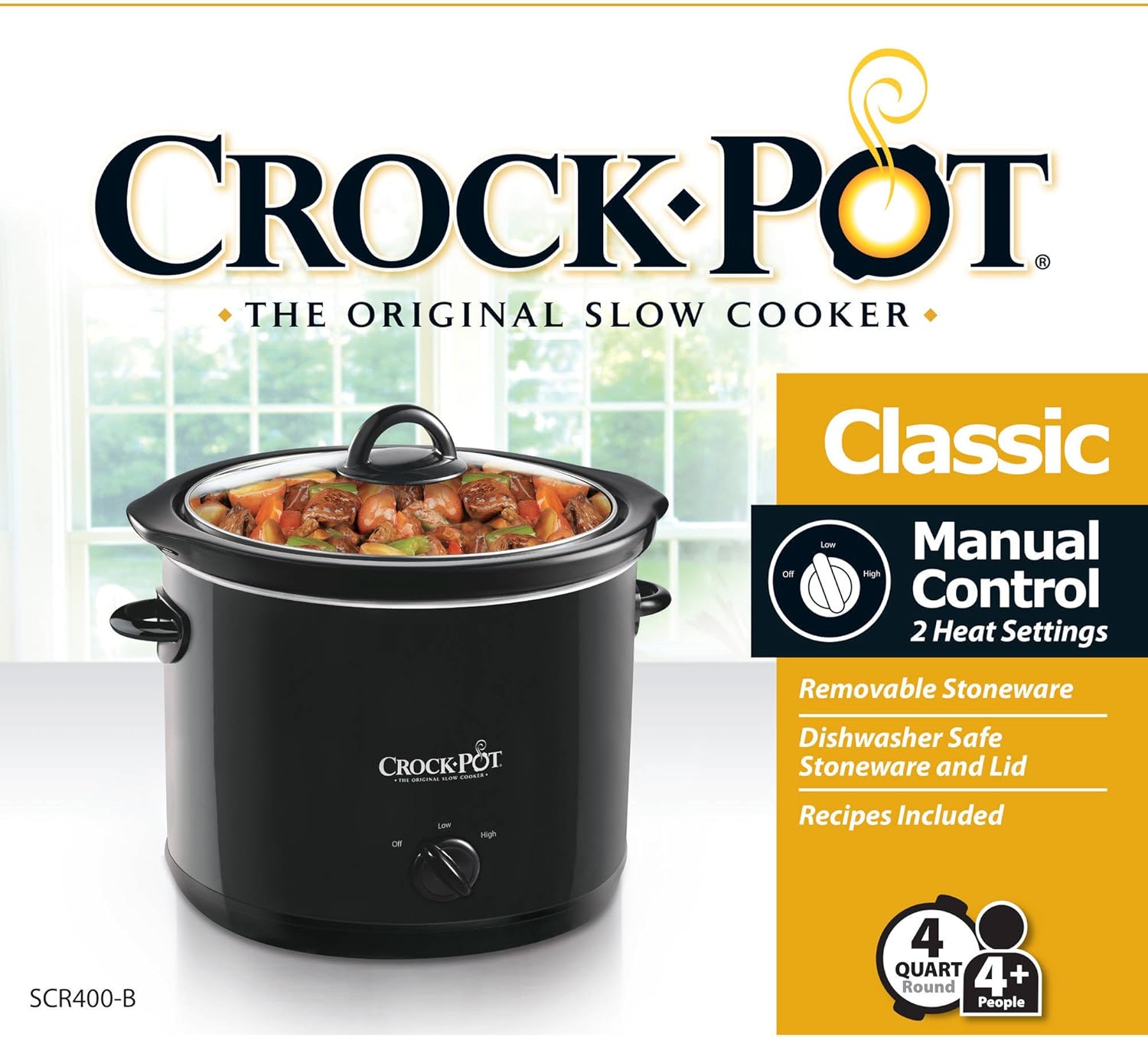 4-Quart Manual Slow Cooker, Black W4457