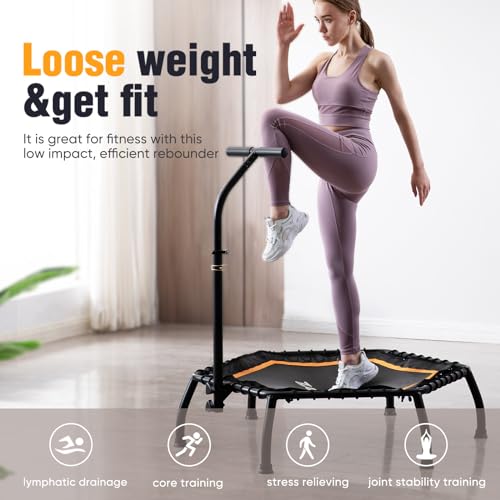 Silent Mini Fitness Trampoline for Adults, Indoor Cardio Rebounder, 330 lbs Max Limit N8055